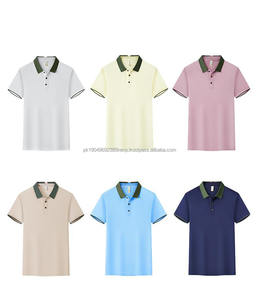 Polo d'été pour homme en soie glacée, décontracté et professionnel, à manches courtes, polyvalent, respirant, col rabattu, blocs de couleur - Product Image 2