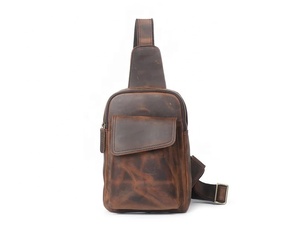 Bolsa de Pecho de Cuero Genuino Antirrobo, a la Moda, de Gran Capacidad, Impermeable, Duradera, de Secado Rápido, Elegante, para Hombre - Product Image 1