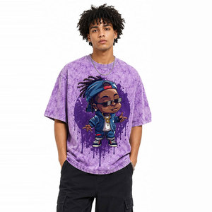 Camiseta de Manga Corta con Diseño Tie Dye a la Moda, Cuello Redondo, Estilo Urbano, Diseño de Personajes Estampados, Corte Regular, Camiseta de Jersey de Algodón - Product Image 4