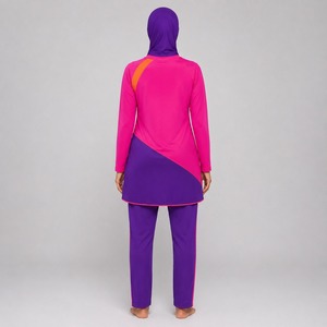 Ensemble de maillot de bain islamique modeste avec logo, taille haute, 3 pièces, compatible hijab, en tissu extensible doux, pour la plage - Product Image 5