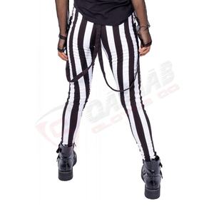 Noir-blanc Slim Fit Anti-Rides En Gros Respirant Leggings Rayé-goth En Plein Air Mode Punk-pantalon Gothique-pantalon - Product Image 2