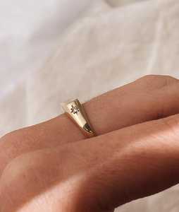 Anillos de Sello Grabados para Mamá al por Mayor, Oro Sólido de 14k con Estrella y Diamante Redondo Cultivado en Laboratorio, Anillos de Joyería Fina Personalizados, Regalo para Mamá - Product Image 6