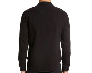 Chemises en jean vintage noires respirantes pour hommes, boutonnées, coupe ample et décontractée, idéales pour le bureau et les occasions formelles - Product Image 6