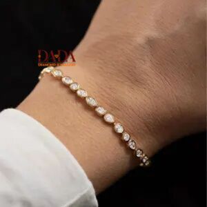 Elegante Pulsera de Diamantes Cultivados en Laboratorio con Corte Ovalado y Engaste de Bisel para Mujer, Joyería Fina Minimalista, Delicada Pulsera de Diamantes - Product Image 1