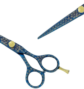 Durable Lightweight Salon Hair Cutting Scissors <b>Barber</b> Shears Hairdressing Scissors Sharp <b>Blade</b> Blue Patterned Design - Product Image 4