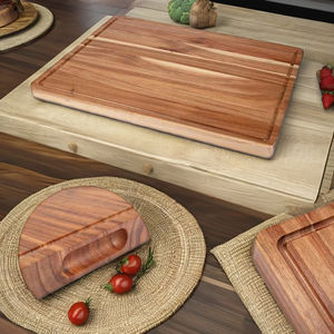 Planche à découper en bois d'acacia faite à la main tendance 15x9 pouces |   Planche à découper en bois épais avec poignée |   Utilisation en cuisine et dans les restaurants - Product Image 1