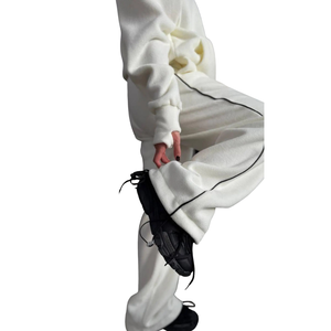 <b>Women</b> Fleece Full Zip Tracksuit Set Stand Collar Jacket Loose Straight Leg Trousers Casual Winter Two Piece <b>Lounge</b> Outfit - Product Image 2