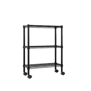 "3 Layer <b>Plastic</b> Coated Iron Shelving Unit with 1.5" <b>Plastic</b> <b>Wheels</b> 350x600x850mm Black" - Product Image 3