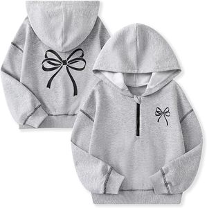 Sweat à capuche doux en molleton français pour enfants, filles et garçons, en coton et élasthanne, pour l'hiver, avec fermeture éclair quart de tour, pour bébés et jeunes enfants, idéal pour l'extérieur - Product Image 2