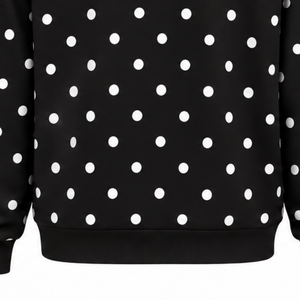 Sudadera con Capucha Oversize de Felpa para Mujer con Estampado de Puntos Blancos y Negros, con Cordón Ajustable y Bolsillo Canguro Delantero - Product Image 6