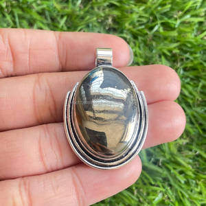 Colgante de Plata de Ley 925, forma ovalada, piedra preciosa de pirita, colgante hecho a mano, colgante de plata de diseñador, regalo para aniversario - Product Image 4
