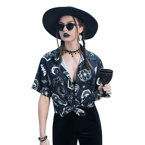 Custom OEM Summer Breathable <b>Women</b> Short Sleeve Allover Floral Print <b>Hawaiian</b> <b>Shirts</b> for <b>Women</b> - Product Image 1