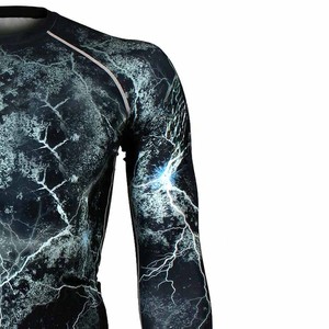 Nouvelle arrivée, Rash Guard à imprimé intégral, motif éclair, t-shirt de compression à séchage rapide pour l'entraînement BJJ Jiu Jitsu - Product Image 5