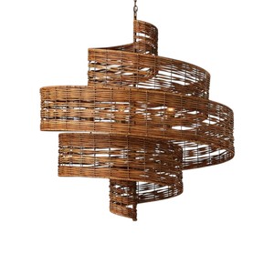Abat-jour en rotin de designer exquis, luminaire suspendu en fibre naturelle tressée, lustre moderne suspendu au plafond, lampe pour la maison - Product Image 1