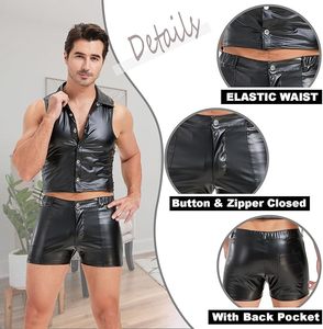 Shorts en cuir pour hommes, style vintage, légers, respirants, confortables, style streetwear, personnalisables - Product Image 5