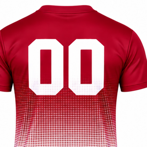 T-shirt de sport pour homme à manches courtes et col rond, imprimé par sublimation, dégradé bordeaux et blanc, personnalisé, pour l'entraînement et la performance athlétique - Product Image 4