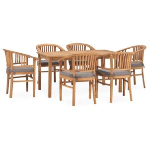 Set da pranzo da 7 pezzi in legno di Teak massiccio con cuscini mobili da esterno Premium - Product Image 1