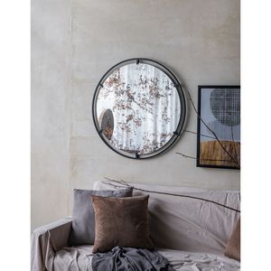 Specchio Rotondo Theodor D31.5x0.5'' con Design Industriale, Specchio Incorniciato in Metallo con Decorazione da Parete per Ingresso e Console - Product Image 2