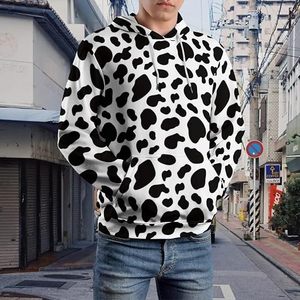 เสื้อฮู้ดดี้ผู้ชายแบบสั่งทำพิเศษ ทรงโอเวอร์ไซส์ สไตล์สตรีทแวร์ พิมพ์ลายจุดสีดำ ผ้าฝ้ายฟลีซ สำหรับใส่ในฤดูใบไม้ร่วง - Product Image 5
