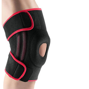 Rodillera clásica negra sólida con rótula abierta y correas dobles gruesas para una estabilidad articular confiable diaria - Product Image 5