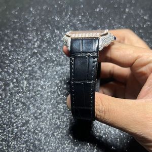 Splendid Gift Jewelry Square Analog Quartz <b>Watch</b> Sapphire <b>Crystal</b> Dial Moissanite Silver Band ETA Movement Water Resistant <b>Watch</b> - Product Image 5