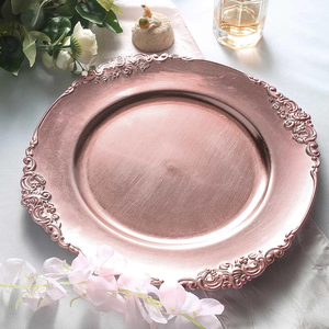 Plato Decorativo Redondo de Lujo en Oro Rosa para Servir la Cena, Ideal para Decoración de Mesas de Boda y Eventos - Product Image 4
