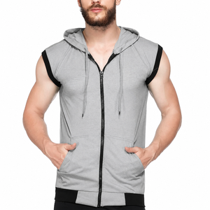 Custom Men Eco Friendly Sleeveless Zip Up Gym <b>Hoodie</b> Lightweight Fitness Training Activewear Vest OEM ODM <b>Workout</b> Zipper <b>Hoodie</b> - Product Image 4