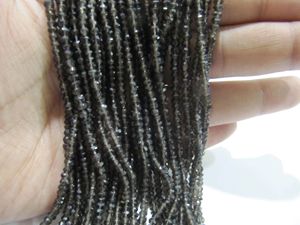 Cuentas facetadas de cuarzo ahumado natural de 3 mm, cuentas de la mejor calidad, hebra de 13 pulgadas - Product Image 1