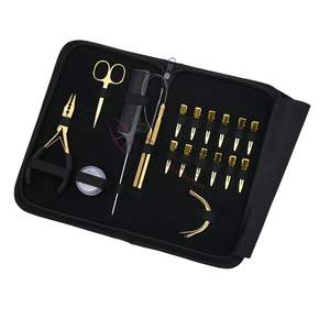 Kit Profesional de Extensiones de Cabello: Alicates de Microperlas, Herramienta de Gancho, Enhebrador de Bucle, Agujas Curvas, Pinzas de Pico de Pato, Tijeras y Caja - Product Image 1
