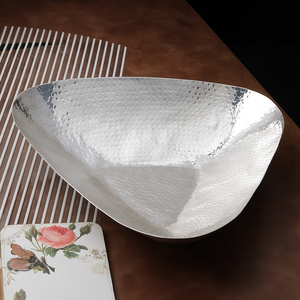 Plateau ovale en laiton pour servir des collations, des biscuits, décoration de table, plateau argenté de haute qualité, plateaux en métal de qualité alimentaire, prix avantageux - Product Image 1