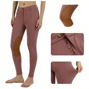 Women's High Waist Horse Riding Pants Full Length Knitted Knee Grip Riding Tights Jodhpur Leggings With Pockets And Knee Patch - Product Image 6