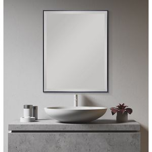 Specchio da Parete Rettangolare Moderno con Bordi Smussati 23x29 Nero per Bagno e Soggiorno - Product Image 2