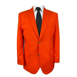 Blazer universitaire premium en polyester, orange chaud, coupe droite, simple boutonnage, style business décontracté, avec fermeture éclair, grandes tailles - Product Image 1