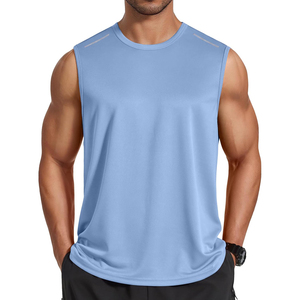 Camiseta sin mangas de punto rojo liso con cuello redondo para hombre, estilo deportivo, de secado rápido, corte regular, para gimnasio, tendencia 2026, ODM OEM - Product Image 4