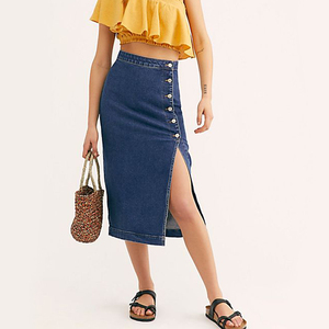 High Quality Women's Sexy <b>Long</b> <b>Black</b> Denim <b>Maxi</b> <b>Skirt</b> with Split - Product Image 4