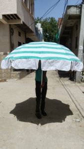 Parasol de jardin au design arrondi unique, imprimé au bloc, style bohème indien, parasol de plage, protection solaire pour patios, fabriqué à la main en tissu de coton épais - Product Image 4