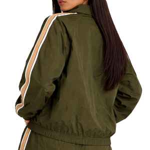 Ensemble de survêtement en nylon pour femme, veste zippée intégrale et pantalon droit, streetwear décontracté, vêtements de sport respirants, fournisseur en gros de sweats à capuche - Product Image 3