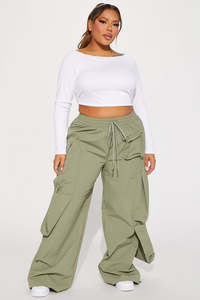 Pantalones de paracaídas de nailon de envío rápido con cordón, pierna ancha, estilo casual urbano para hombre - Product Image 5