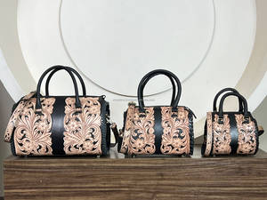 Vintage Style Hand Tooled Floral Leather Large Duffel <b>Bags</b> Premium Genuine Leather <b>Overnight</b> Travel Weekender <b>Bags</b> For Unisex - Product Image 4