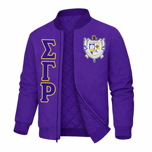 เสื้อแจ็คเก็ตบอมเบอร์ผ้าซาตินปักลายตัวอักษรกรีกแบบกำหนดเอง - สไตล์เบสบอลสำหรับผู้ชาย, ผ้าไหม, ขายส่งจำนวนมากสำหรับชมรมนักศึกษา - Product Image 2