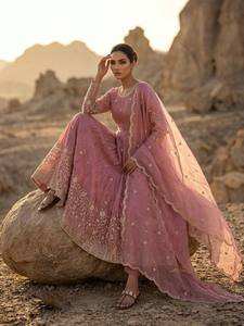 Pink Embroidered Indian Pakistani Set Anarkali <b>Dress</b> Net Dupatta Salwar <b>Suit</b> <b>for</b> <b>Wedding</b> Festival Wear - Product Image 3