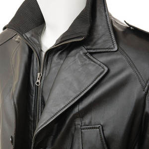 Hot Selling High Quality High Street Fashion <b>Men</b> Genuine Leather Winter <b>Jacket</b> Breathable Waterproof Windproof Custom OEM Design - Product Image 4
