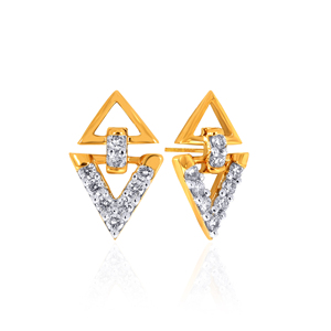 Pendientes de Diamantes Modernos con Diseño Geométrico Vanguardista, Chapados en Oro de 14K, Corte Princesa, Diamantes Naturales, para Uso Diario de Mujeres - Product Image 3