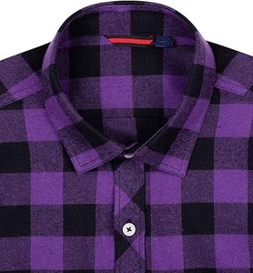 Nouvelle Arrivée Chemise en Flanelle Personnalisée Couleur Violette Motif à Carreaux Imprimé Boutons Double Poches Col Montant Respirante Écologique - Product Image 1