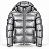 Veste d'hiver matelassée brillante pour homme, manteau à capuche rembourré, col montant, poches zippées, vêtements décontractés urbains pour temps froid