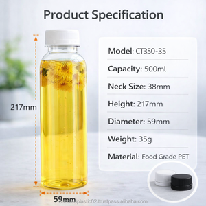 ขวดพลาสติก PET รูปทรงวงรี ขนาด 500 มล. คอขวด 38 มม. สำหรับบรรจุภัณฑ์เครื่องดื่ม พร้อมพิมพ์ซิลค์สกรีน รับผลิตแบบ OEM จัดส่งทั่วโลกจากเวียดนาม - Product Image 3