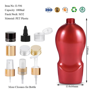 Customized 480ml/1000ml <b>Red</b> Sprayer Bottle <b>Shampoo</b> Hair Care Conditioner PET Plastic Flat Pump Body Wash & Shower Gel - Product Image 5