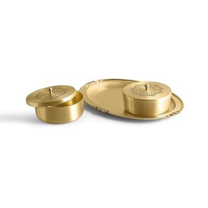 Bandeja Coleccionable Artesanal de Cuerno Redondo con Tacto Real Estilo Animal Pichwai, Set de Regalo de Boda, Diwali Puja - Product Image 1