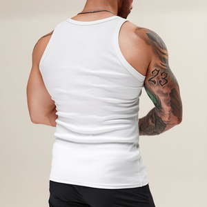 <b>Men's</b> <b>White</b> Cotton Tank Top O-Neck Sleeveless Knitted Solid Casual Muscle <b>Vest</b> Wear - Product Image 4