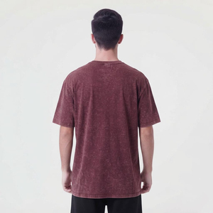 T-shirt sportif surdimensionné à manches courtes pour homme en soie/coton, délavé à l'acide, avec logo personnalisé sur le devant, séchage rapide et respirant - Product Image 4